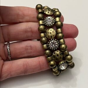 Premier Designs Jewelry Gold and Crystal Beaded Bracelet
